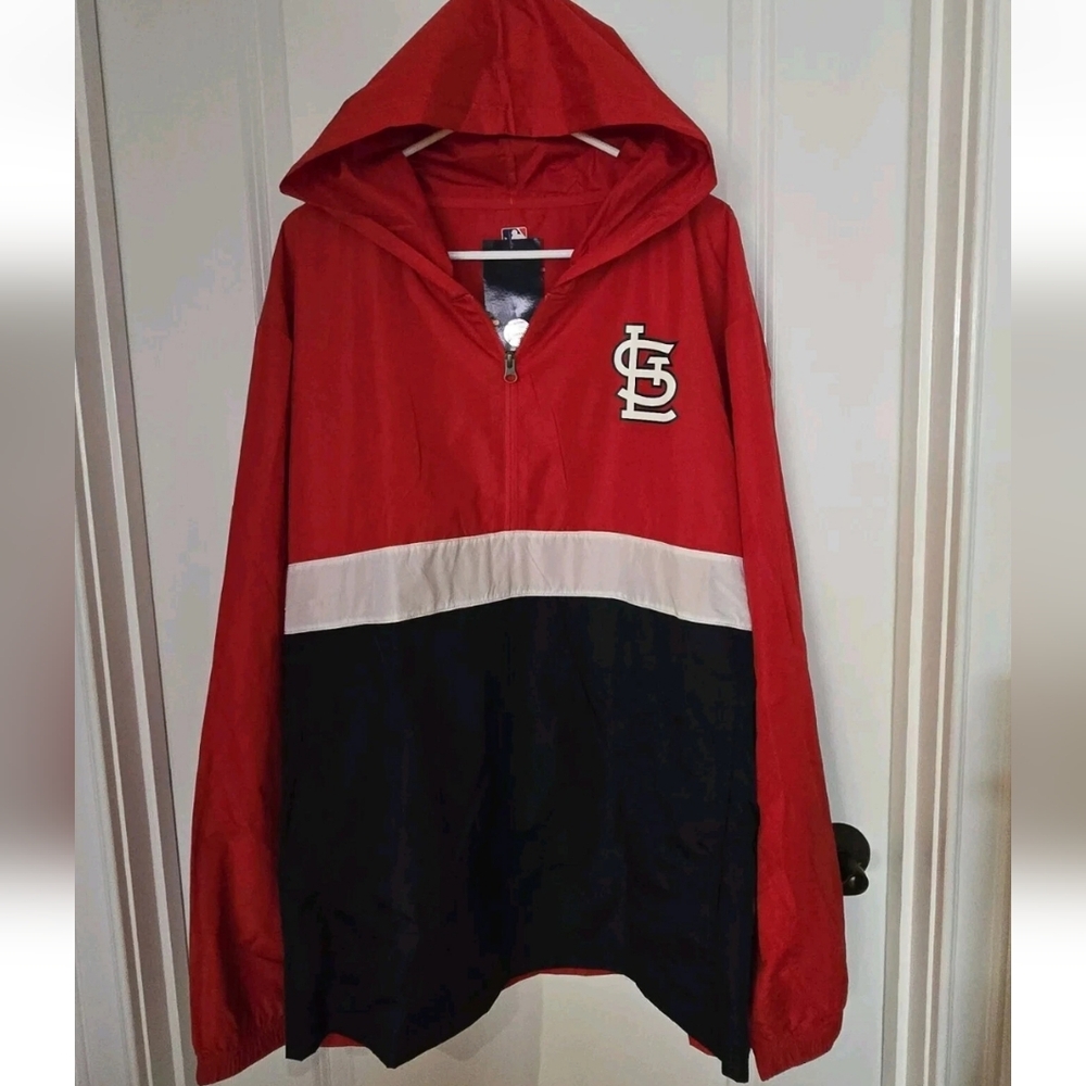 NWT St. Louis Cardinals Men's Size 2XL 1/4 Zip Baseball Windbreaker Jacket MLB
